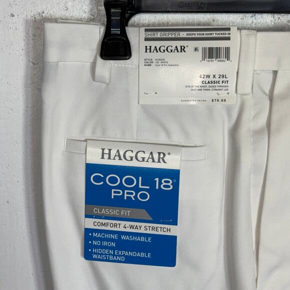 Haggar Men's 18 PRO Classic-Fit Expandable Waist Dress Pants White 42x29 $70 - Picture 4 of 10